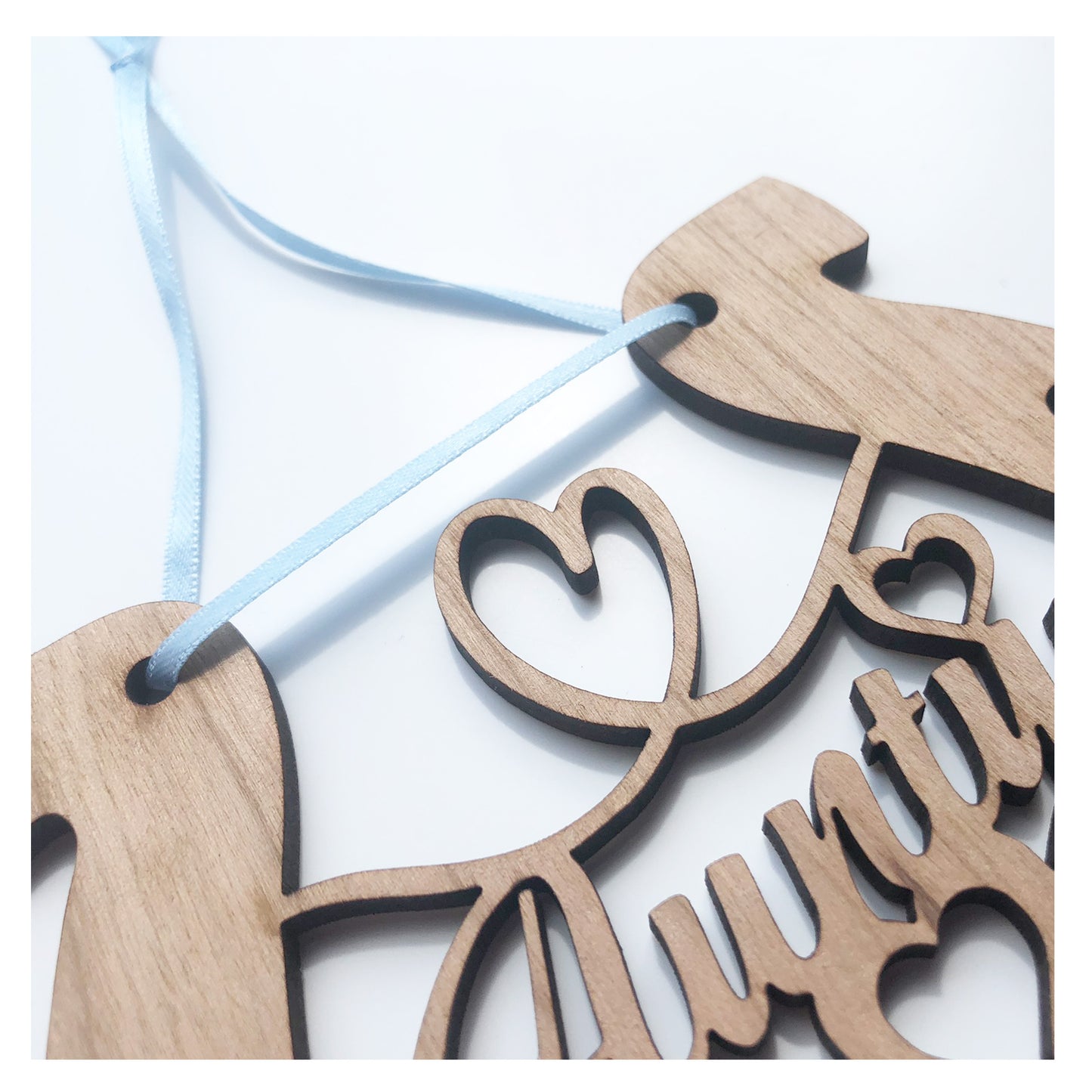Aunty and Uncle Perfect Wedding Present Memento Cherry Wood Horseshoe Wedding Gift - Various Ribbon Colours Available