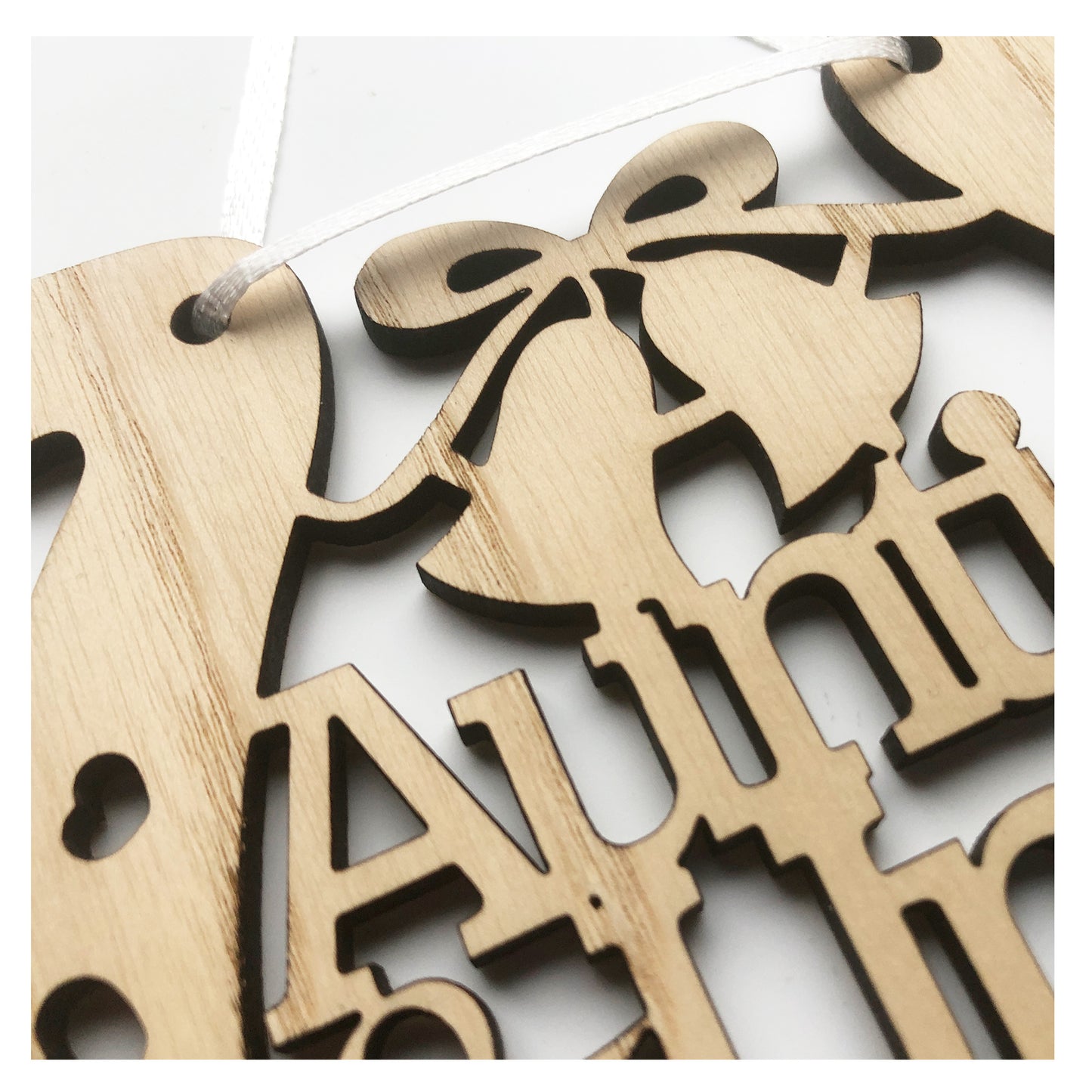 Auntie and Uncle Perfect Wedding Present Memento Ash Wood Horseshoe Wedding Gift - Various Ribbon Colours Available