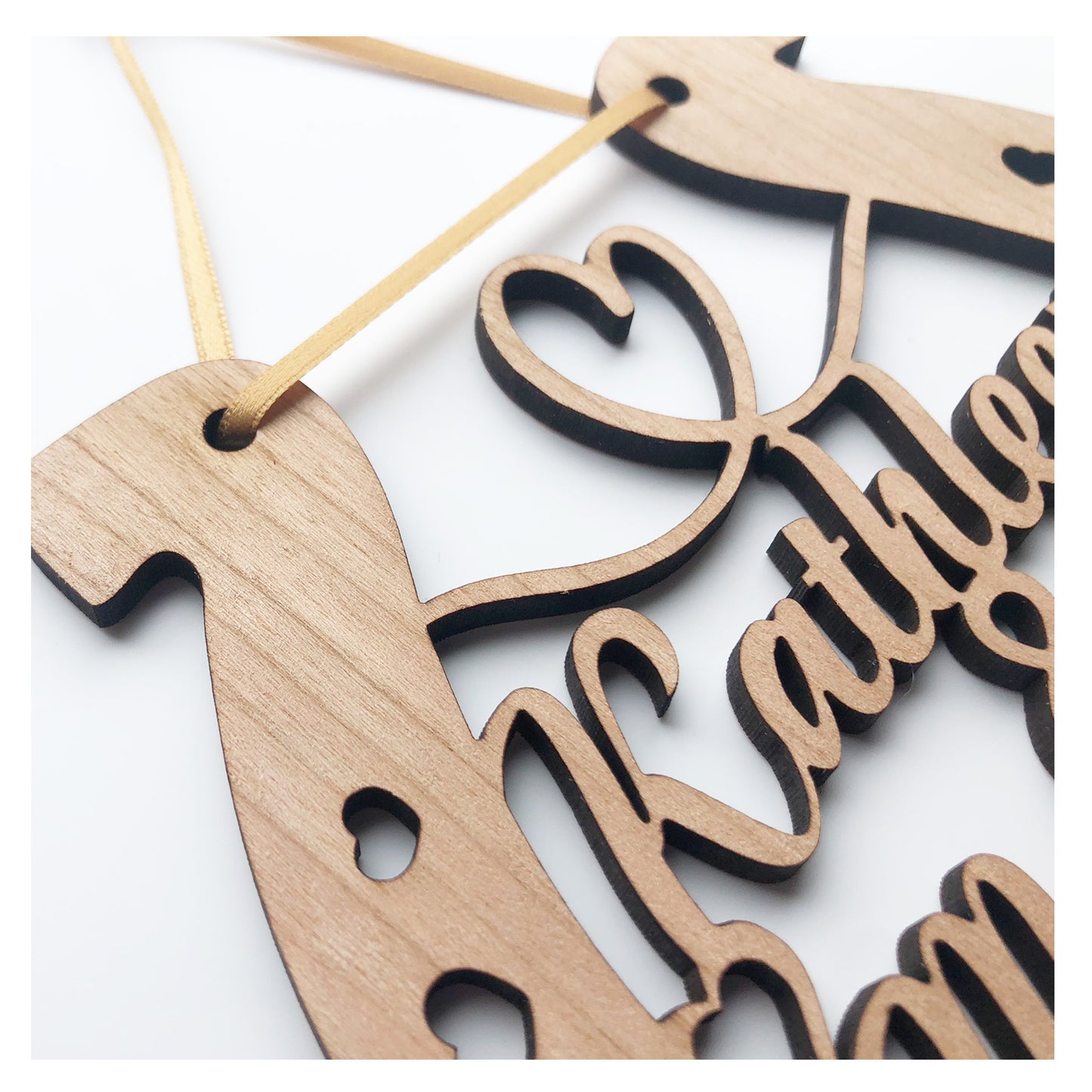 Couples First Names Horseshoe - Perfect Wedding Memento Cherry Wood Wedding Gift - Various Ribbon Colours Available