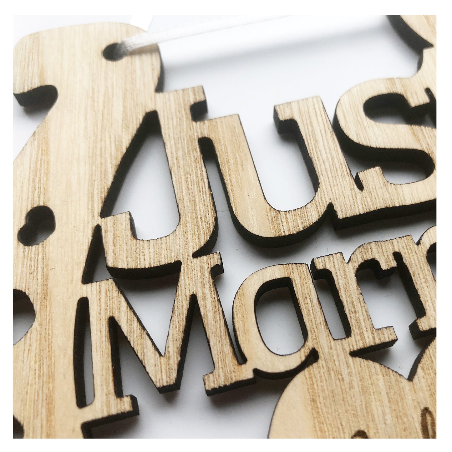 Just Married Perfect Wedding Memento Ash Wood Horseshoe Wedding Gift - Various Ribbon Colours Available