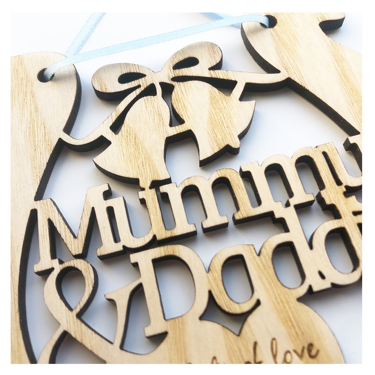 Mummy & Daddy Personalised Wooden Wedding Lucky Horseshoe Plaque Gift For Bride And Groom Ash Wood