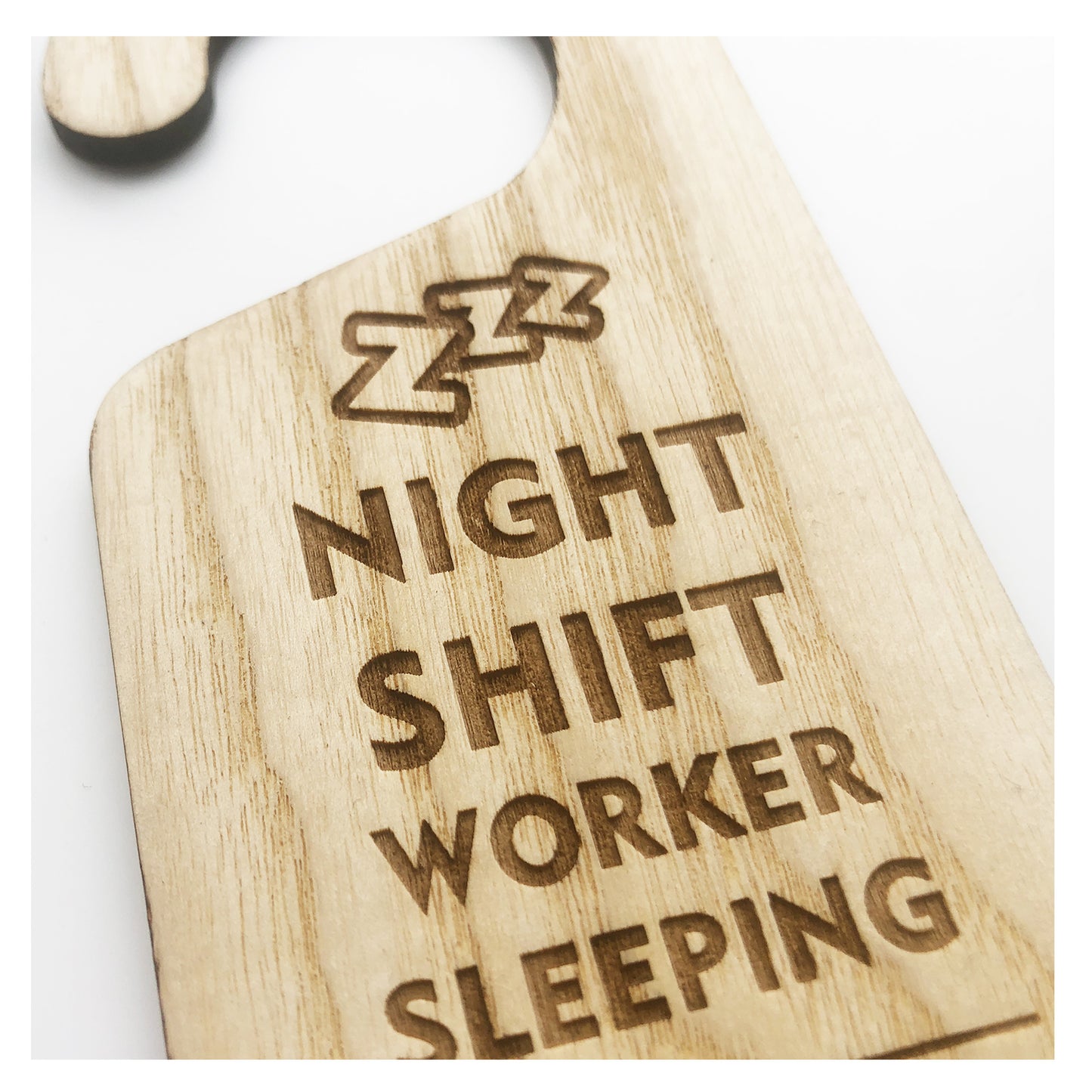 Night Shift Worker Sleeping Do Not Disturb Wooden Hanging Door Knob Sign Office Home With Icon
