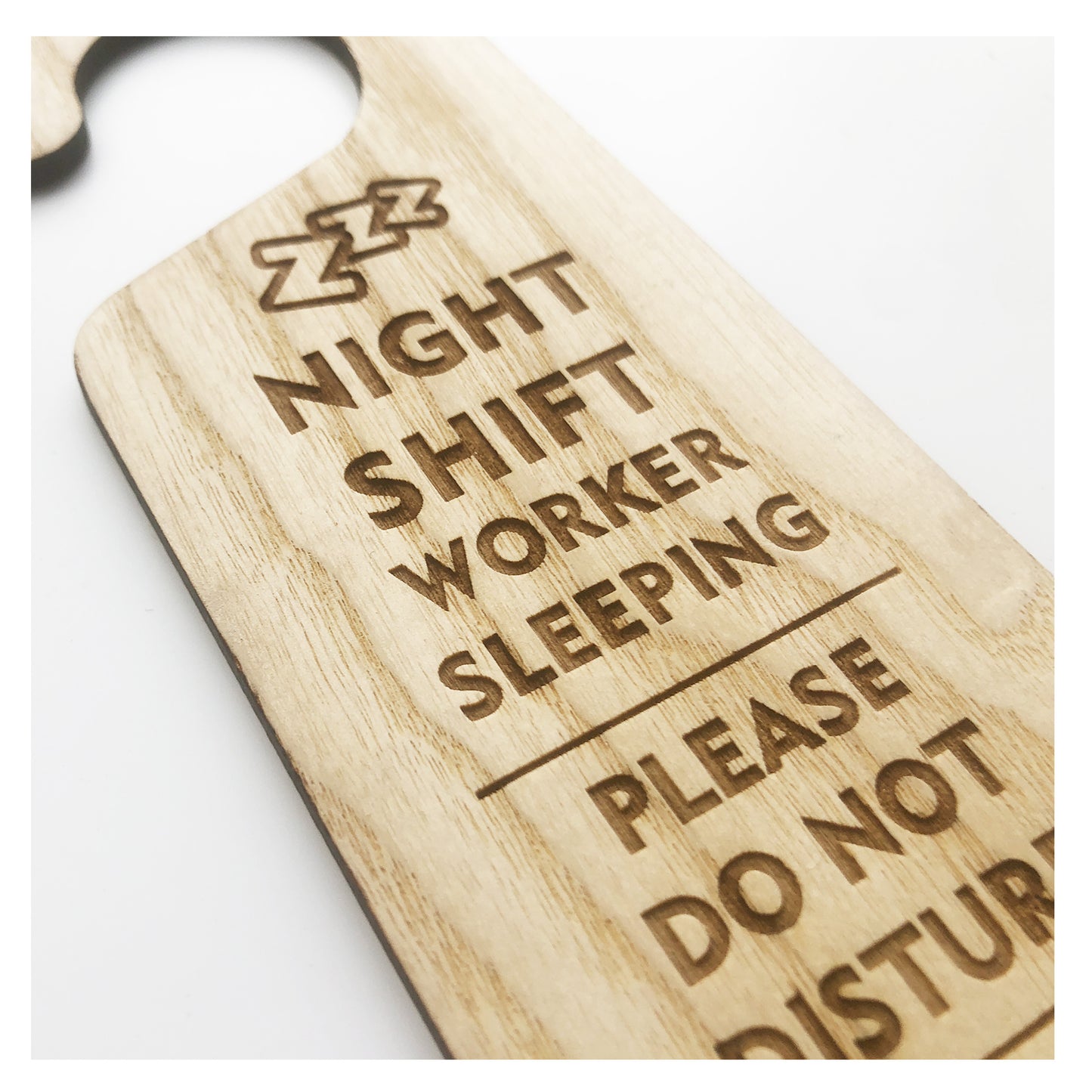 Night Shift Worker Sleeping Do Not Disturb Wooden Hanging Door Knob Sign Office Home With Icon