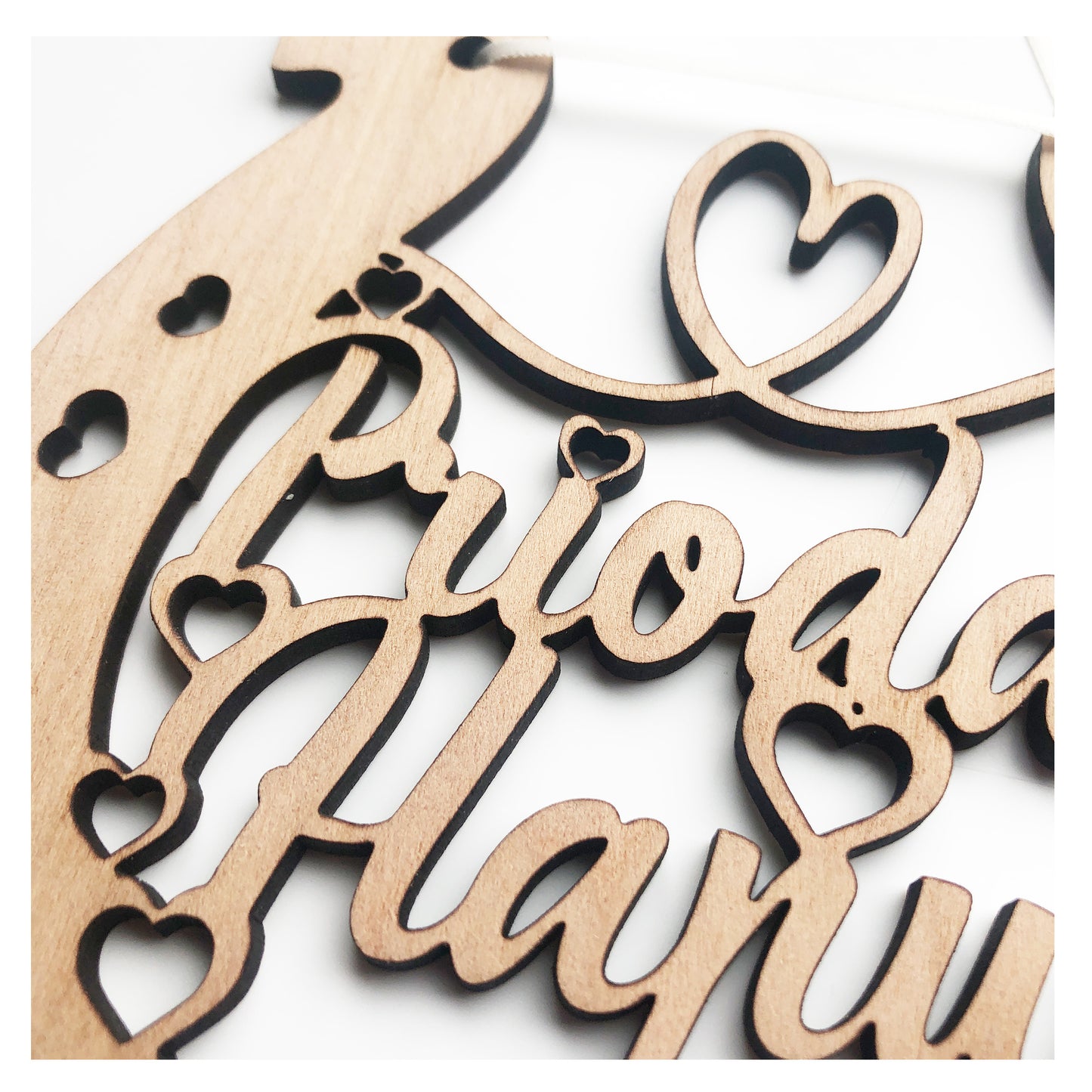 Priodas Hapus Cymru Welsh Language Wedding Gift Wooden Horseshoe - Various Ribbon Colours Available