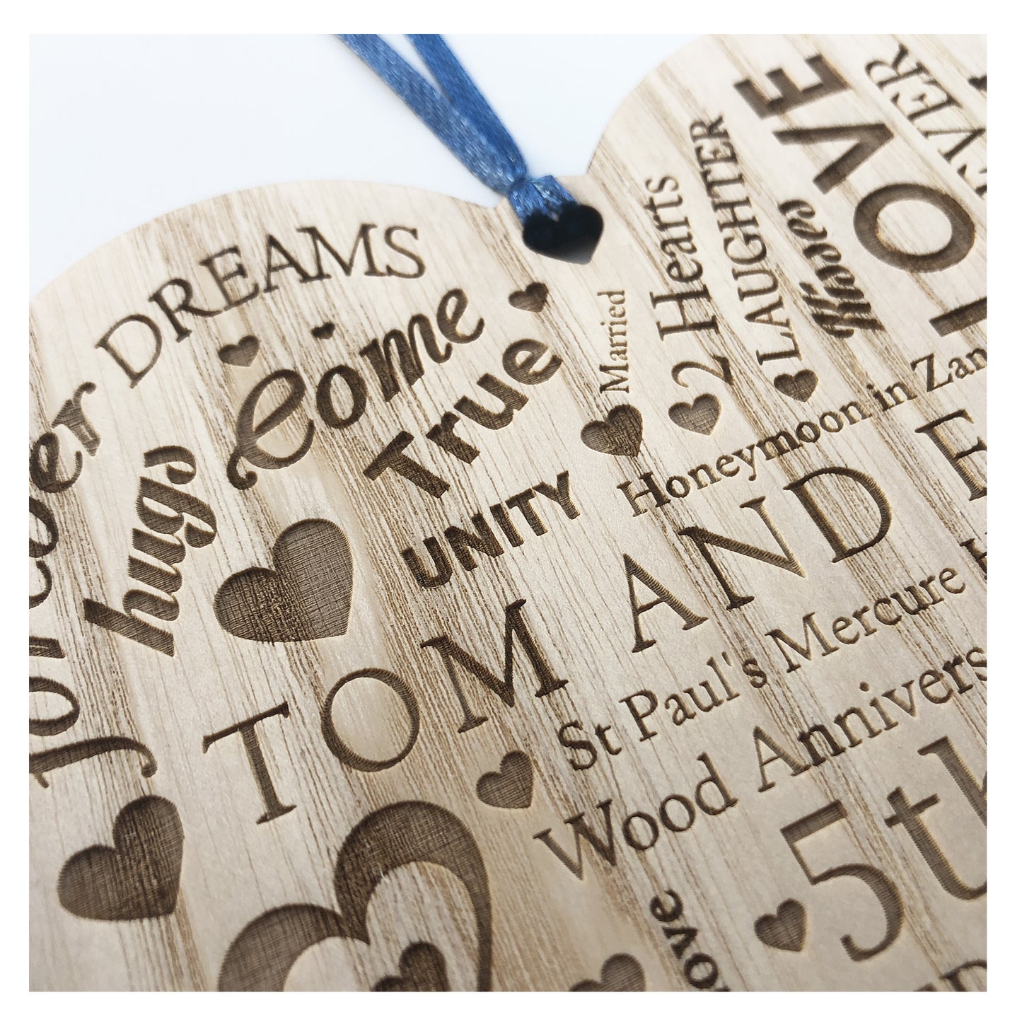 Stunning Anniversary Gift - Any Anniversary Year Can Be Added - Gift For Your Wife or Husband - Wooden Heart Plaque Engraved