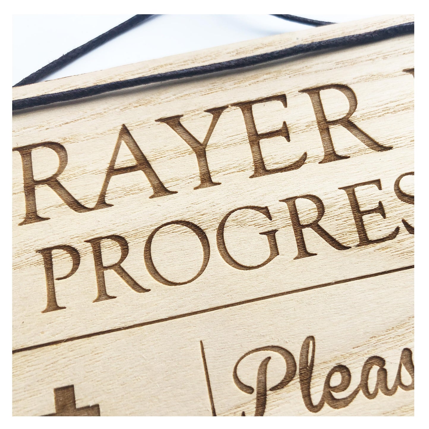 Spending Time With Jesus - Talking With God - Prayer In Progress - Please Do Not Disturb - 140mm x 100mm x 4mm Wooden Laser Engraved Rectangle Sign Plaque With Cotton Cord
