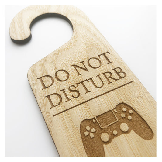 Gaming In Progress Do Not Disturb Wooden Hanging Door Knob Sign