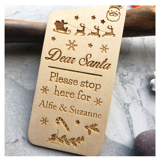 Santa Please Stop Here Hanging Children's Wooden Door Sign - Great Stocking Filler or Christmas Eve Present Xmas