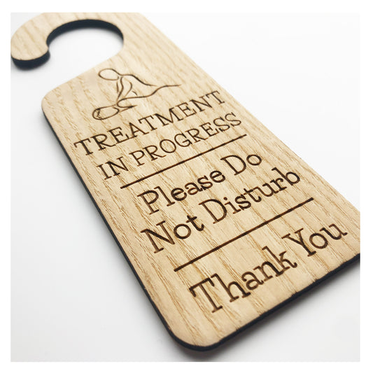 Treatment In Progress Do Not Disturb Wooden Hanging Door Knob Sign Office Home With Icon Salon Massage Sign