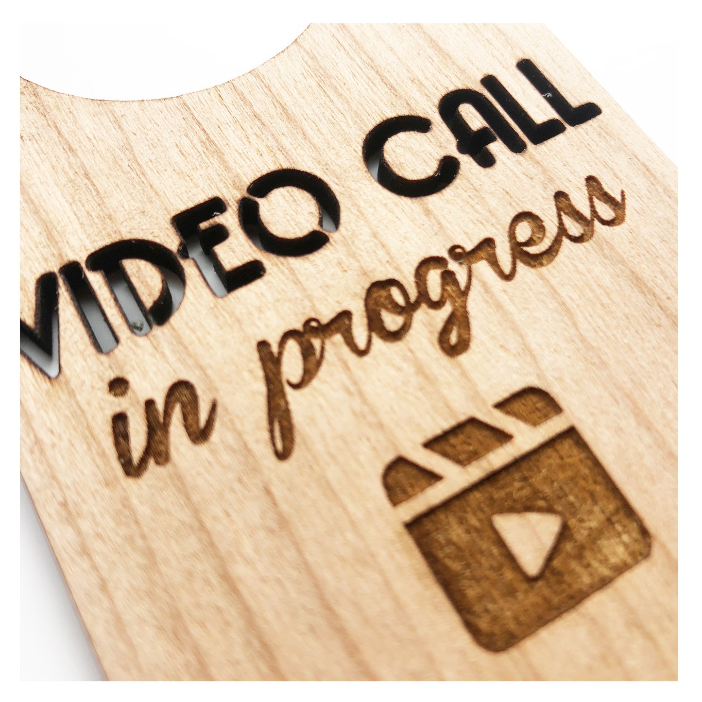 Video Call In Progress - Please Do Not Disturb Thank You - Wooden Hanging Door Knob Sign - Skype Zoom Meeting